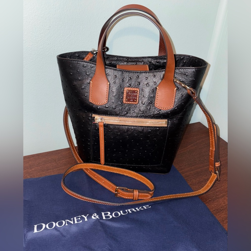 NWT Dooney & Bourke Ostrich Darla Shopper Tote - Picture 3 of 9